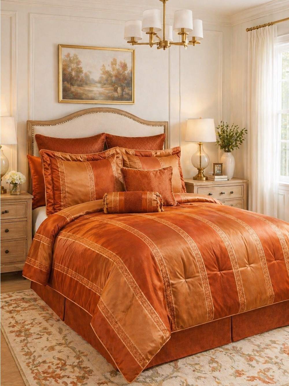 Comforter Sheet Pillow Sham Set Woodbury Jacquard Queen 24 Piece Bundle NWT